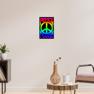 Poster Lettre arc-en-ciel Peace Please