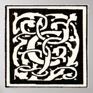 Poster Lettre Art Nouveau C Monogramme Vintage