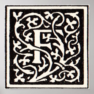 Poster Lettre Art Nouveau F Monogramme Vintage