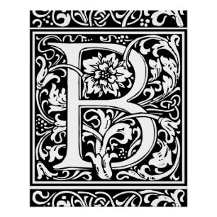 Poster Lettre B Monogramme médiéval Art Nouveau