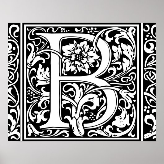 Poster Lettre B Monogramme Médiéval Initiale Vintage (Devant)
