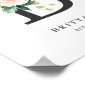 Poster Lettre B Monogramme Peach Florals Peach Nursery (Coin)