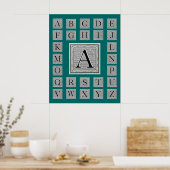 Poster Lettre bloc "A" Woodblock Initial (Cuisine)