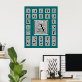 Poster Lettre bloc "A" Woodblock Initial (Bureau à domicile)