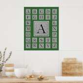 Poster Lettre bloc "A" Woodblock Initial (Cuisine)