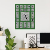 Poster Lettre bloc "A" Woodblock Initial (Bureau à domicile)