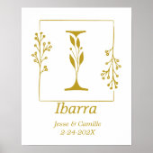 Poster Lettre botanique d'or moderne I personnalisée (Devant)