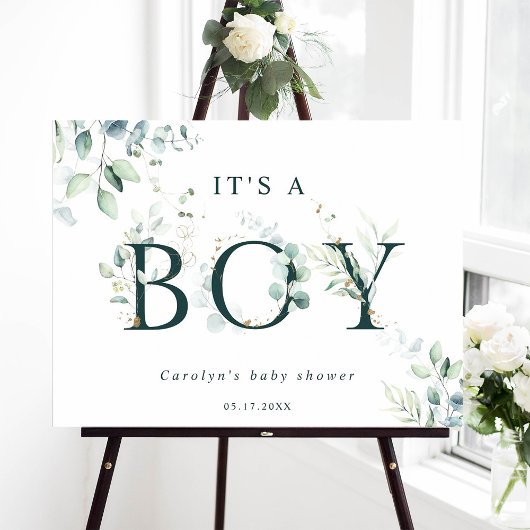 Poster LETTRE BOtanique GRECQUE Eucalyptus Baby shower ga