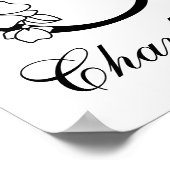 Poster Lettre C Floral Moderne Noir Monogram Nursery (Coin)