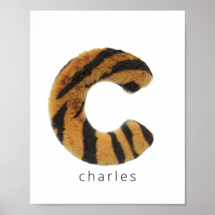 Poster Lettre C fourrure de tigre