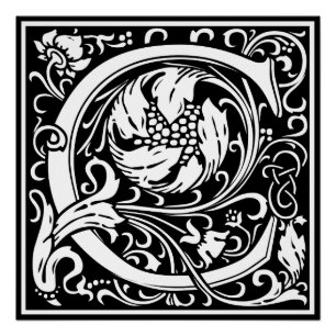 Poster Lettre C Monogramme médiéval Art Nouveau