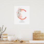 Poster Lettre C Monogramme Orchidées blanches et laiton d (Cuisine)