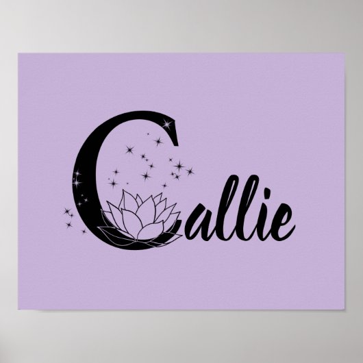 Poster LETTRE C Pépinière D'Art Personnalisé Lotus Flower (Devant)