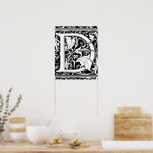 Poster Lettre D Monogramme médiéval Art Nouveau (Cuisine)