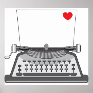 Poster Lettre d'amour à la machine à écrire vintage