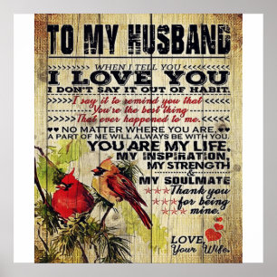 Poster Lettre d'amour au mari Cadeau Spécial Pour Homme
