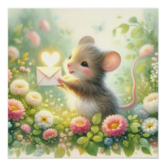 Poster Lettre d'amour de souris de campagne de prairie (Devant)