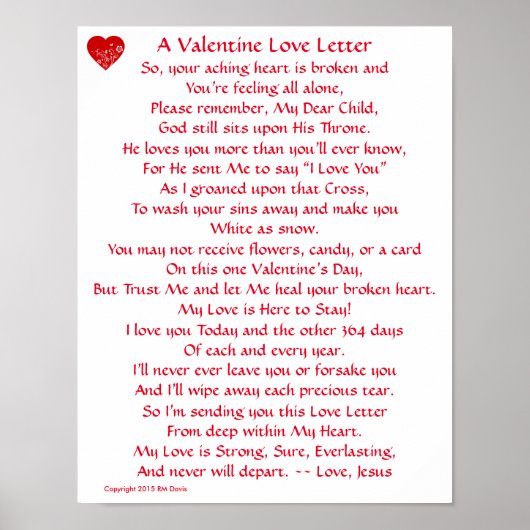 Poster Lettre d'amour Valentine (Devant)