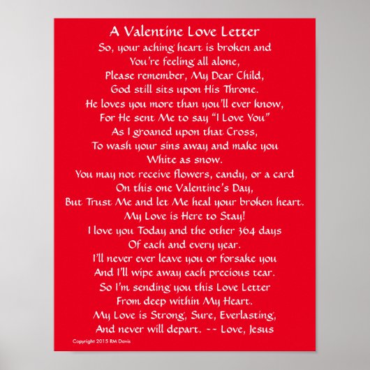 Poster Lettre d'amour Valentine (Devant)