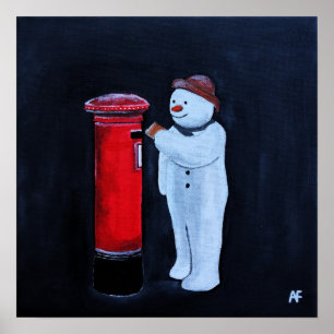 Poster Lettre de bonhomme de neige au Père Noël Peinture