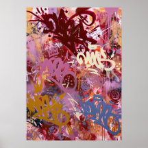 Lettre de Graffiti Abstrait Rose Bourgogne