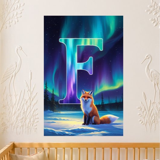 Poster Lettre de maternelle F Nom Renard des lumières bor