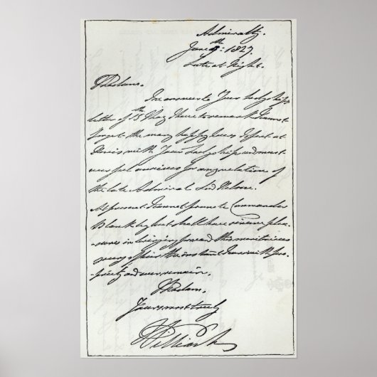 Poster Lettre de William IV à Lady Nelson (Devant)