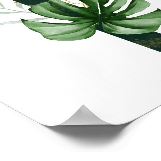 Poster Lettre décorative T avec feuilles tropicaux (Coin)