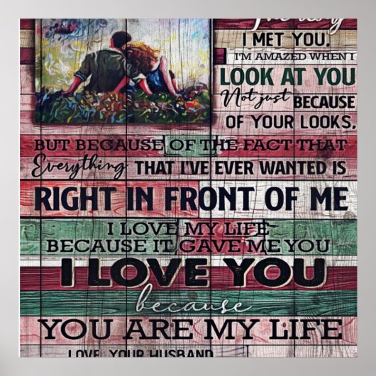 Poster Lettre du mari à ma femme | Don de devis d'amour (Devant)