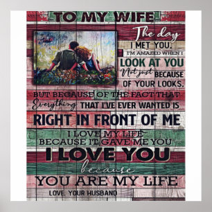 Poster Lettre du mari à ma femme Don de devis d'amour