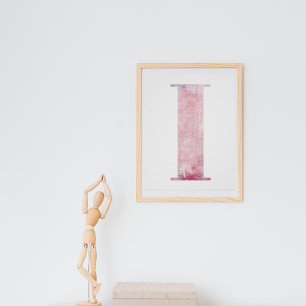 Poster Lettre du nom de la fille I Boho Pink Aquarelle Po