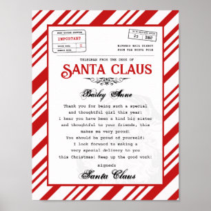 Poster Lettre du père Noël Télégramme Lettre du père Noël