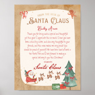Poster Lettre du Santa Claus Sled Père Noël