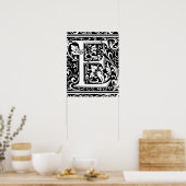 Poster Lettre E Monogramme médiéval Art Nouveau (Cuisine)