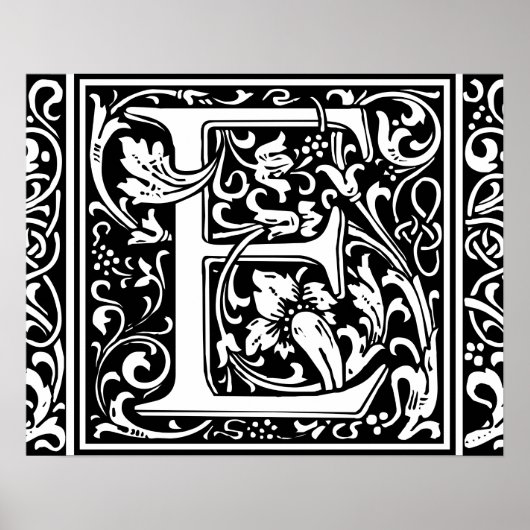 Poster Lettre E Monogramme Médiéval Initial Vintage (Devant)