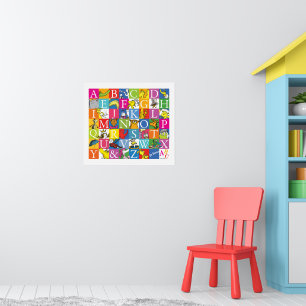 Poster Lettre en bloc colorée ABC du Dr Seuss Motif