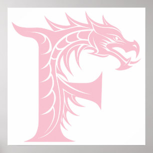 Poster Lettre F de style dragon, Alphabet Dragon, Monogra
