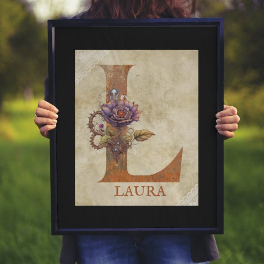 Poster LETTRE FLEURIE DE Steampunk L