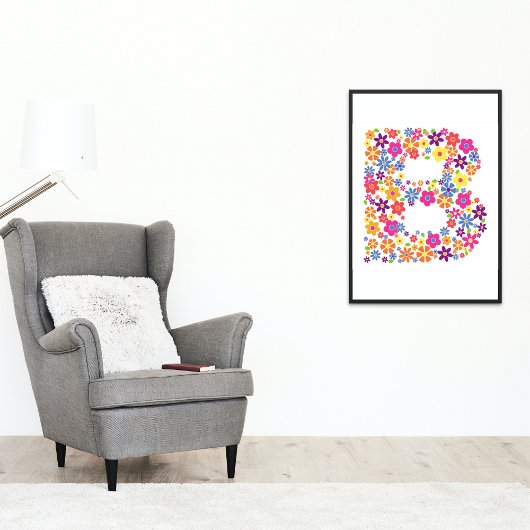 Poster LETTRE Florale B Fleurs de monogrammes