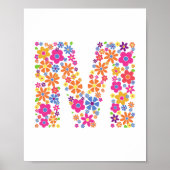 Poster LETTRE Florale M Fleurs Monogrammes (Devant)