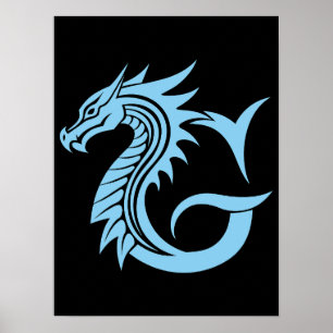 Poster Lettre G de style dragon, alphabet du dragon, mono