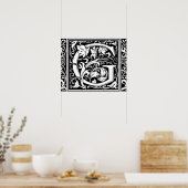 Poster Lettre G Monogramme médiéval Vintage (Cuisine)