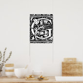 Poster Lettre G Monogramme médiéval Vintage (Cuisine)