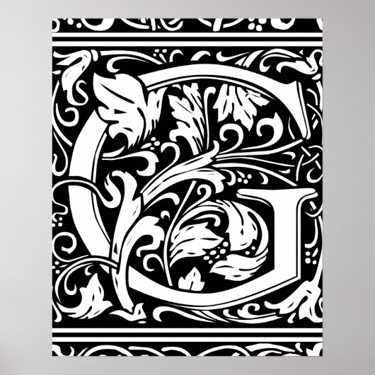 Poster Lettre G Monogramme médiéval Vintage (Devant)