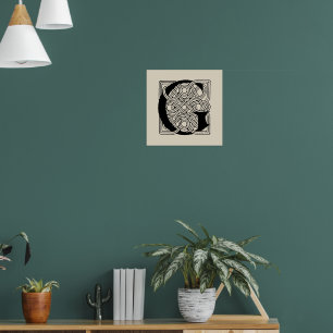Poster Lettre G Monogramme Nœud Celtique Vintage