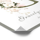 Poster Lettre G Monogramme Rose Blanc Floral Nursery (Coin)
