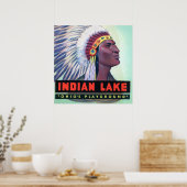 Poster LETTRE GRANDE DE Russells Point Ohio Lac Indien (Cuisine)