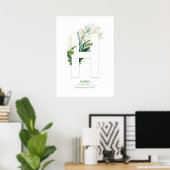 Poster Lettre H Monogramme Or Vert Feuillage Chic (Bureau à domicile)