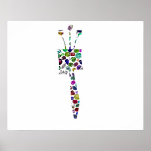 Poster LETTRE HÉBRAÏQUE ZAIN Fabriquée avec des pierres p