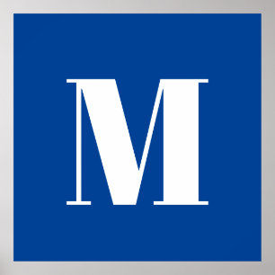 Poster LETTRE INITIALE Bleu Profond Monogramme Moderne De